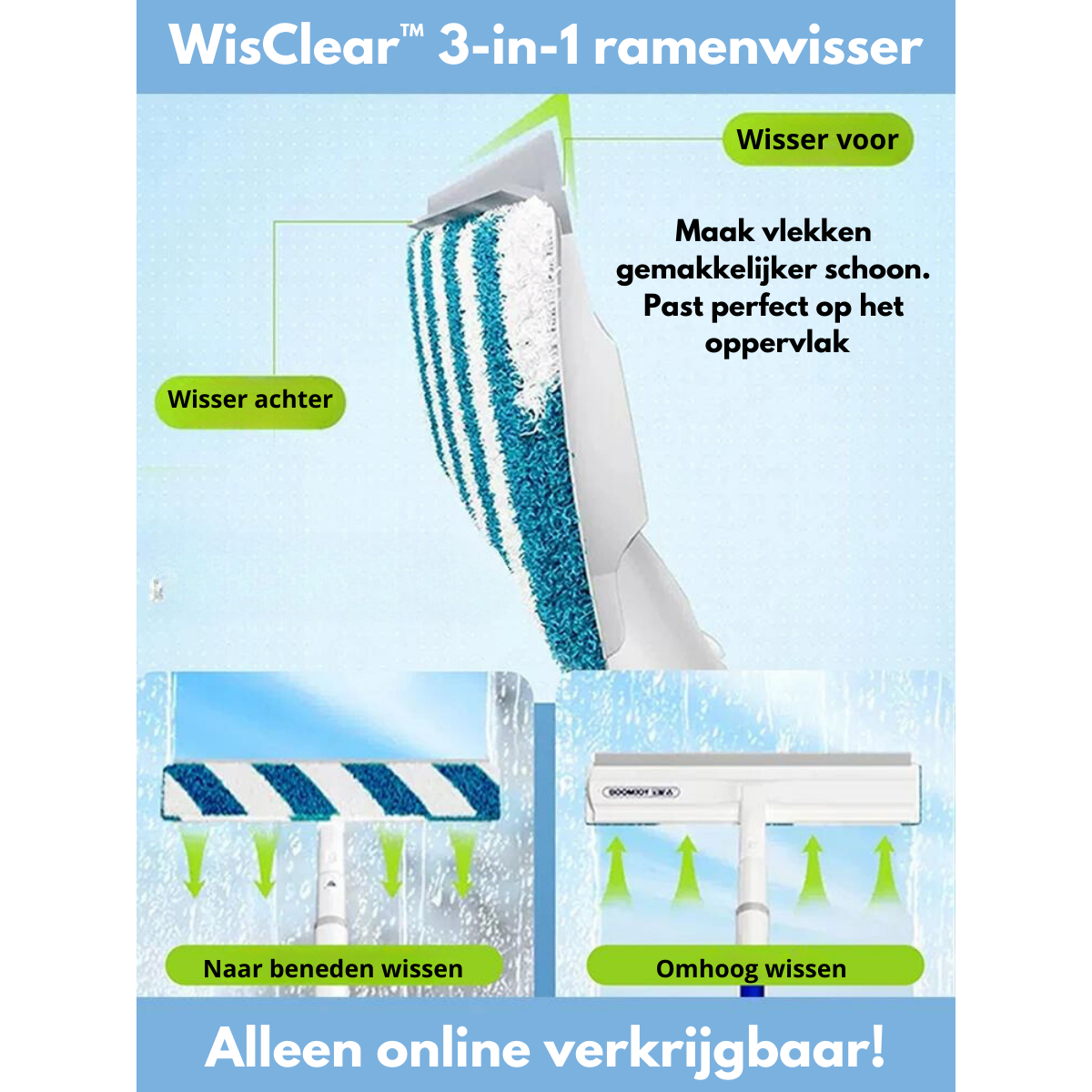 WisClear™ 3 in 1 ramenwisser |  Voor kristalheldere ramen!